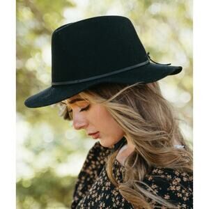 Brixton Wesley Fedora Wool Felt Hat Wide Brim Black Small